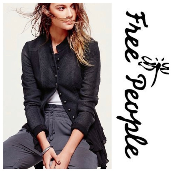 Free People Fitted Ruffles Military Jacket - Picture 1 of 8